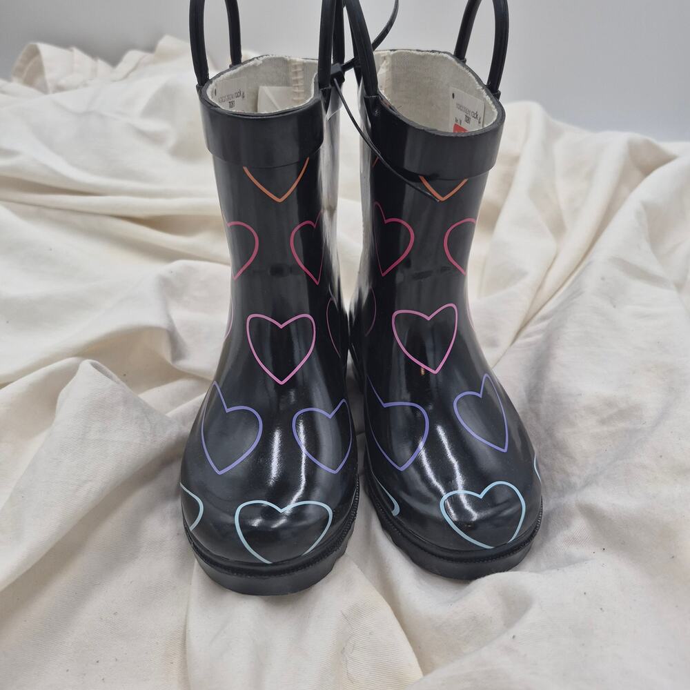 NEW Nomad Footwear Splashy Neon Hearts Waterproof Rain Boot little girls' size 7